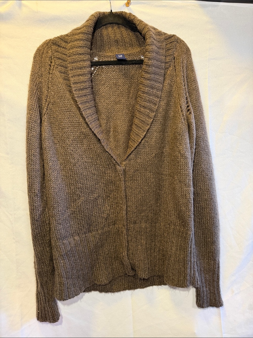 GAP Taupe Shawl Collar Knit Cardigan